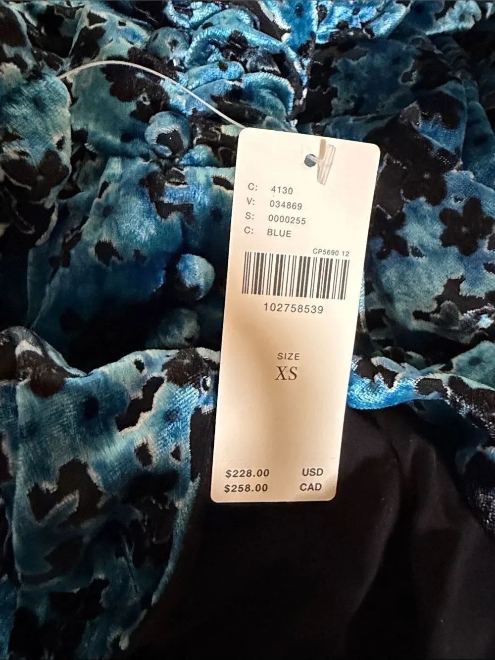 Anthropologie The Katerina Velvet Black and Blue Floral Maxi Dress $228 - Picture 3 of 5